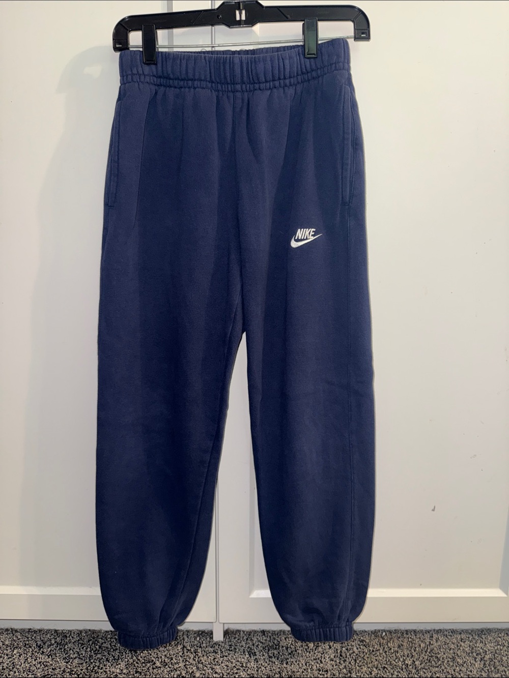 Nike Kids Navy Jogger Sweatpants with White Logo